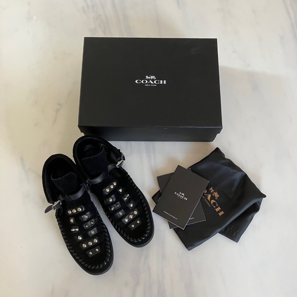 COACH Black Suede Studded Roccasin Booties New w/Box & Bag 9 8.5 - Picture 5 of 6